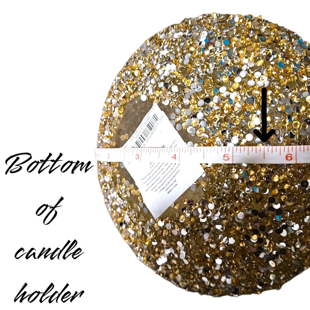 Gold Rhinestone Candle Holder 6